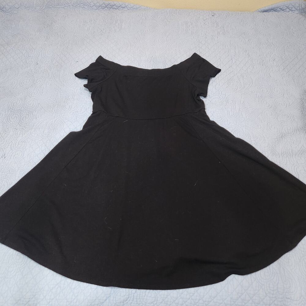 Torrid 1X Fit & Flare Skater Dress Black Short Sleeve Mini Retro Plus Size